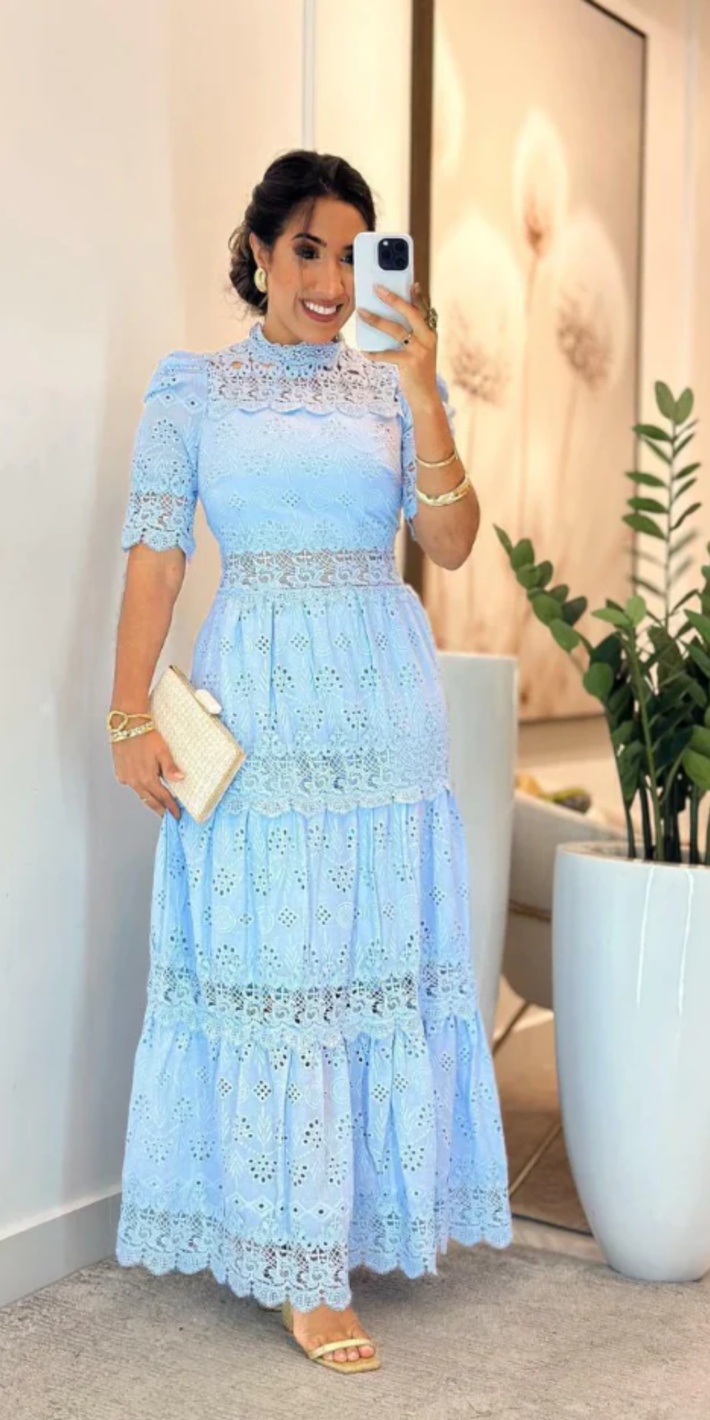 Vestido Laser com Guipir