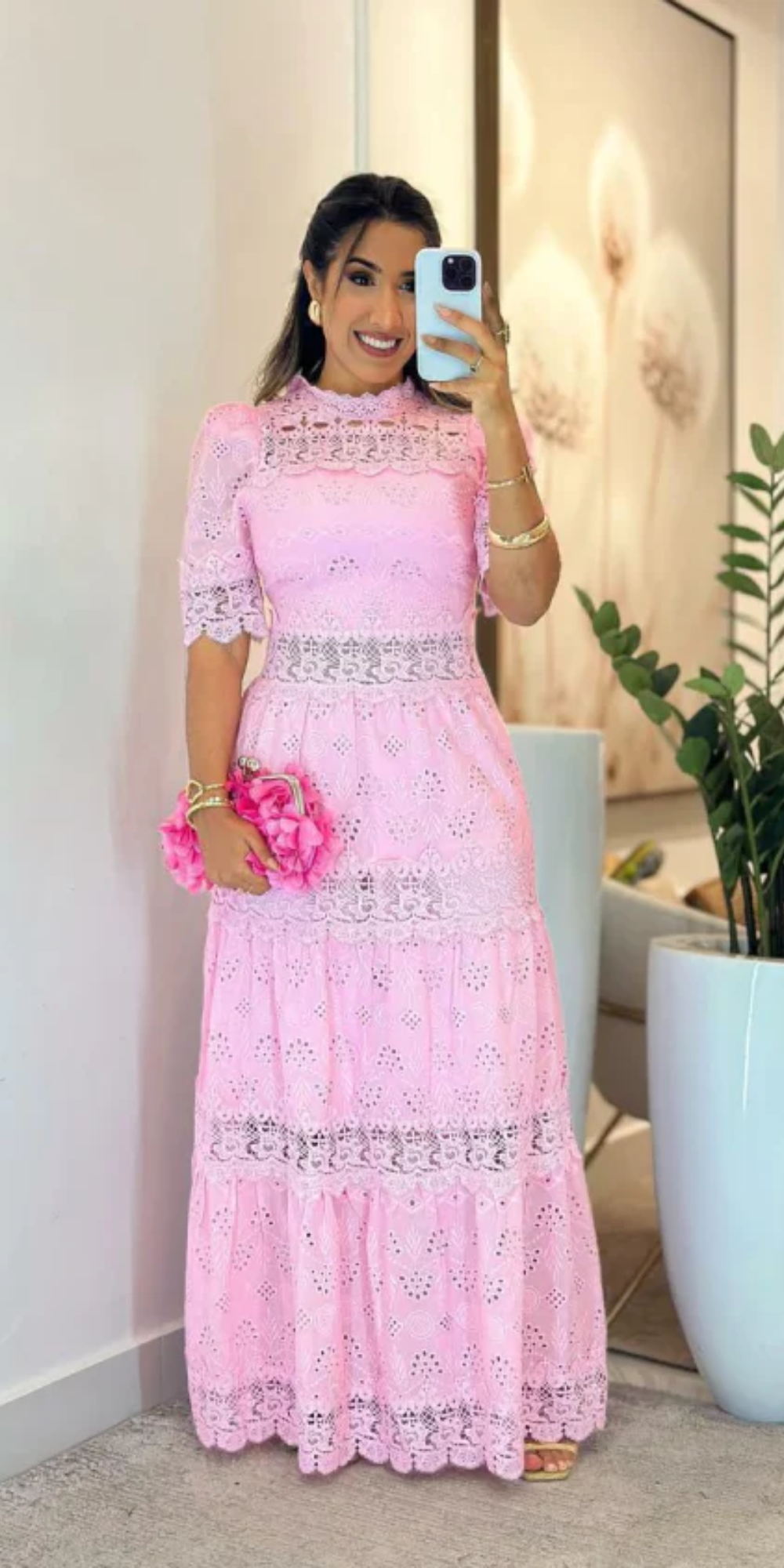 Vestido Laser com Guipir