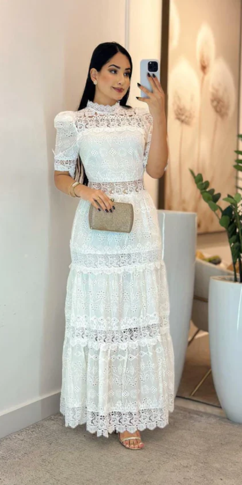 Vestido Laser com Guipir