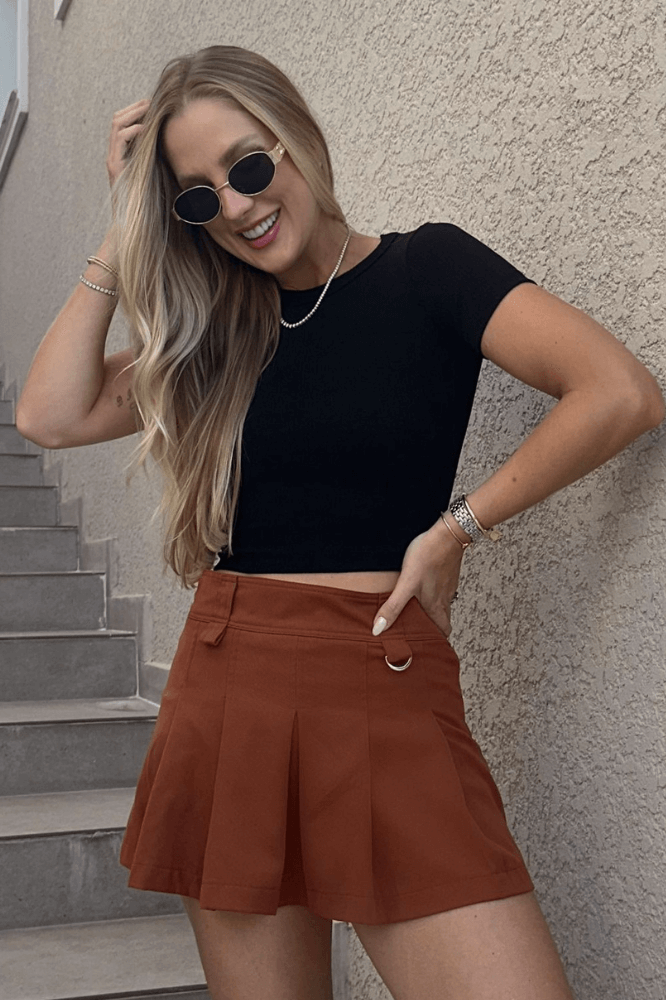 Blusa Cropped Manga Curta Basic Slim Canelado Power Dalila Preto Branco