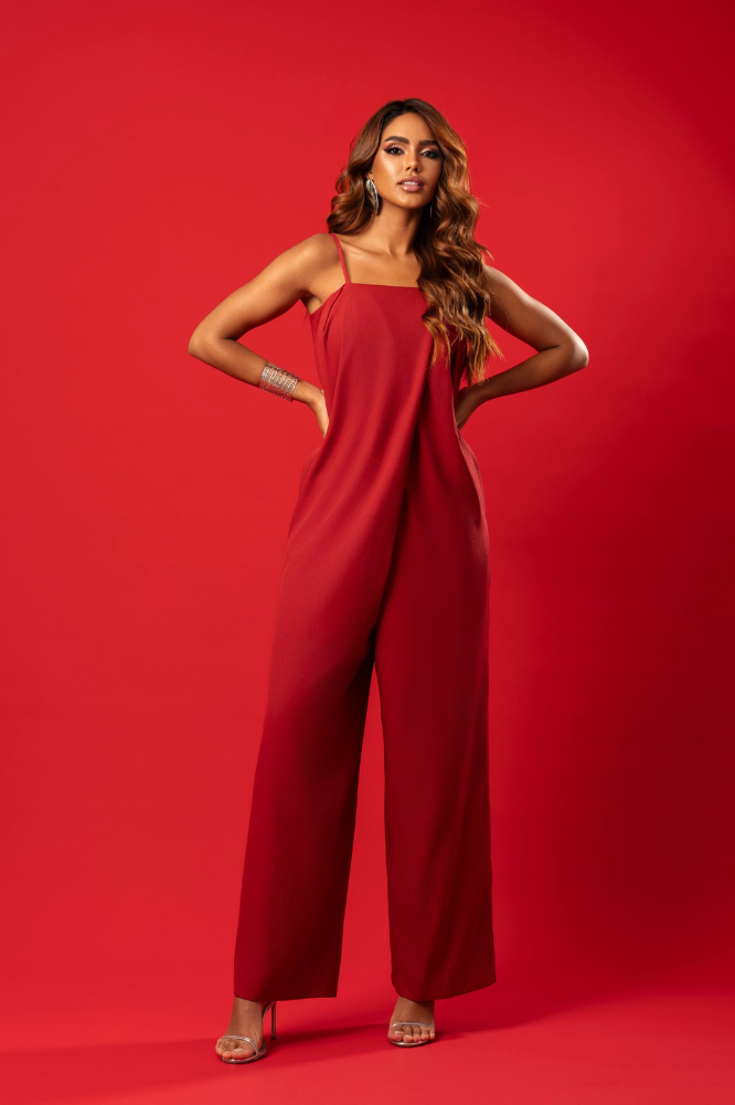 Macacão Pantalona Fluído Alças Finas Rafaela